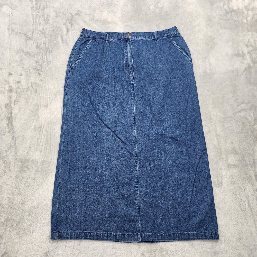 Vintage‎ TY Wear Skirt Womens 16 Blue Denim Maxi Straight Pencil Pockets Western
